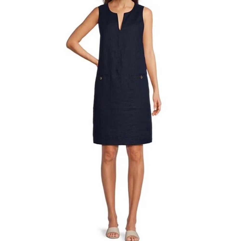 NWT NWT J. McLaughlin Weezie Navy 100% Linen Sheath Dress size XS 1647
